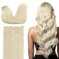 DOORES Hair Extensions Clip in Human Hair, 5pcs 75g 14 Inch Platinum Blonde Clip in Human Hair Extensions Remy Straight Natural Hair Extensions