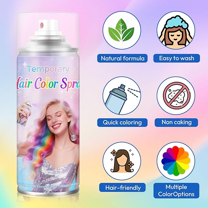 Blue Temporary Hair Color Spray - Washable & Non-Sticky Hair Dye for Halloween, Cosplay, Parties-Safe for Kids, Women & Men - Quick-Drying & Easy to Wash Out(120ml)