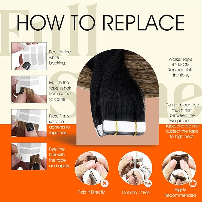 Full Shine Hair Extensions Real Human Hair Tape in Color 1B/6/27 Balayage Ombre 20Inch Human Hair Tape in Extensions 50Gram Straight Human Hair Extensions 20Pcs Seamless Soft Hair Add Length