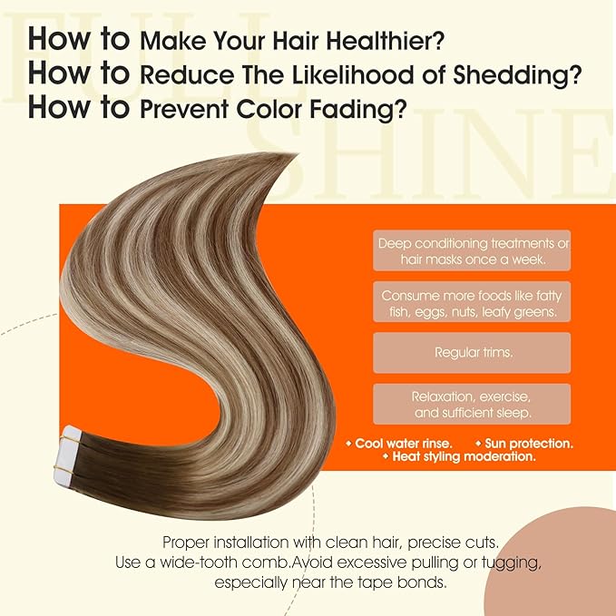 Full Shine Ombre Balayage Tape in Hair Extensions Human Hair Color 3/8/22 Tape in Human Hair 22Inch Adhesive Double Sided Skin Weft Seamless Invisible Extension 100G 40Pcs for Daily Office Look