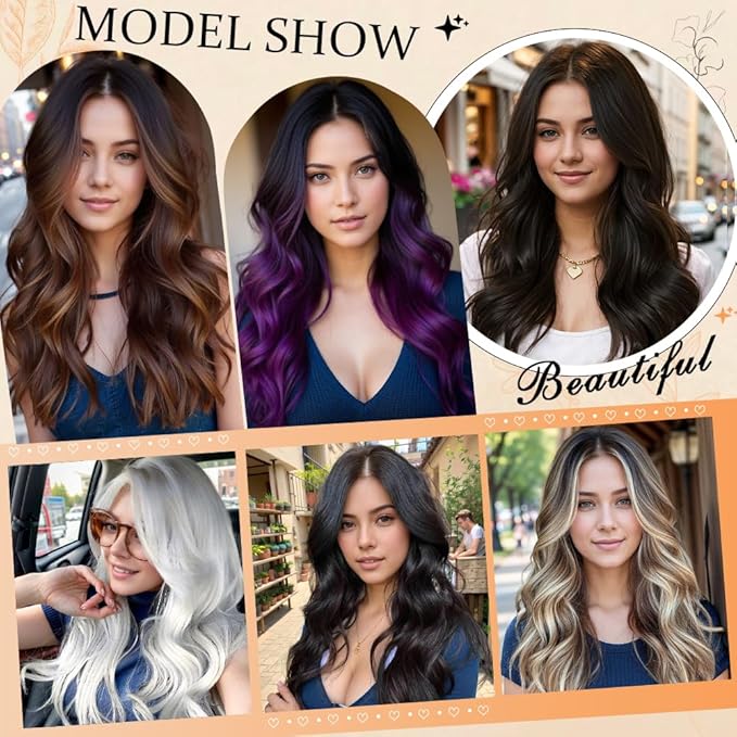 Black Wig for Women, 18 Inch Middle Part Wavy Curly Wigs Synthetic Heat Resistant Soft deep wave Wig for Women Daily Use (Black, 18 Inch)