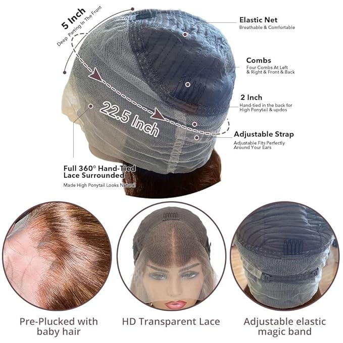 AMIRTY 360 Lace Front Wigs Human Hair Pre Plucked Honey Blonde Body Wave Lace Front Wigs with Baby Hair Full 360 Glueless HD Transparent Lace Front Wigs for women 22 inch