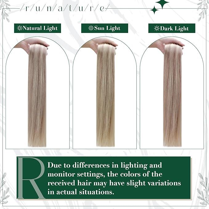 RUNATURE Clip in Hair Extensions Real Human Hair, Blonde Hair Extensions Clip Ins, Short Human Hair Clip in Extensions, Remy Natural Hair 12 Inch 50g 3pcs #19P60 Grey Blonde Highlight Platinum Blonde