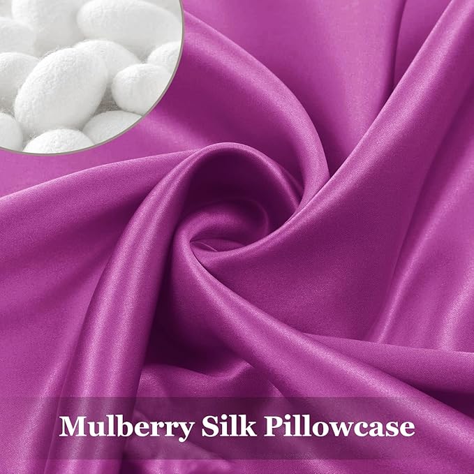 Adubor 100% Silk Pillowcase - Mulberry Silk Pillow Cases, 23 Momme 6A Grade Fibers, Silk Pillow Case for Hair and Skin Health, with Hidden Zipper (Queen 20''x30'', Dark Purple, 1PC)