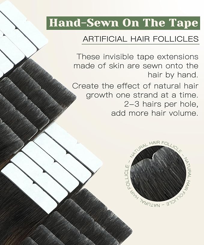 SURNEL Injected Seamless Tape in Hair Extensions 14 Inch Natural Black to Medium Brown and Caramel Blonde Invisible Tape in Extensions 20 Pcs 30g(#1B427,14)