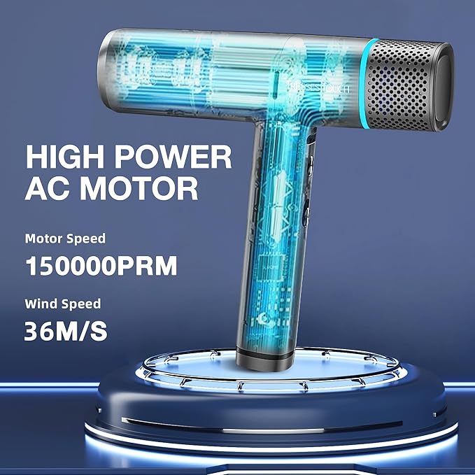 Ionic Hair Dryer with Diffuser and Concentrator, Professional Lightweight Quiet Blow Dryer, Powerful 1600 Watt Motor for Fast Drying and Straight & Wavy Hair, 3 Temps/2 Speeds, 6.56 Ft Cord, Grey