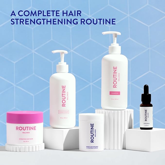 Routine Wellness 1 Liter Anti-Thinning Volumizing Shampoo and Conditioner Set for Thinning Hair & Hair Loss - Grow Your Confidence with Biotin & DHT Blockers - 1 Liter Rose Hips Set
