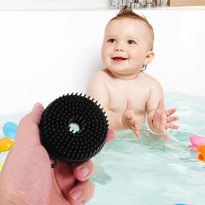 Silicone Bathing Brush and Massage Shampoo Brush for, 1pcs Black Silicone Scalp Scrubber Body Scrubber for Gentle Bathing and Hair Care