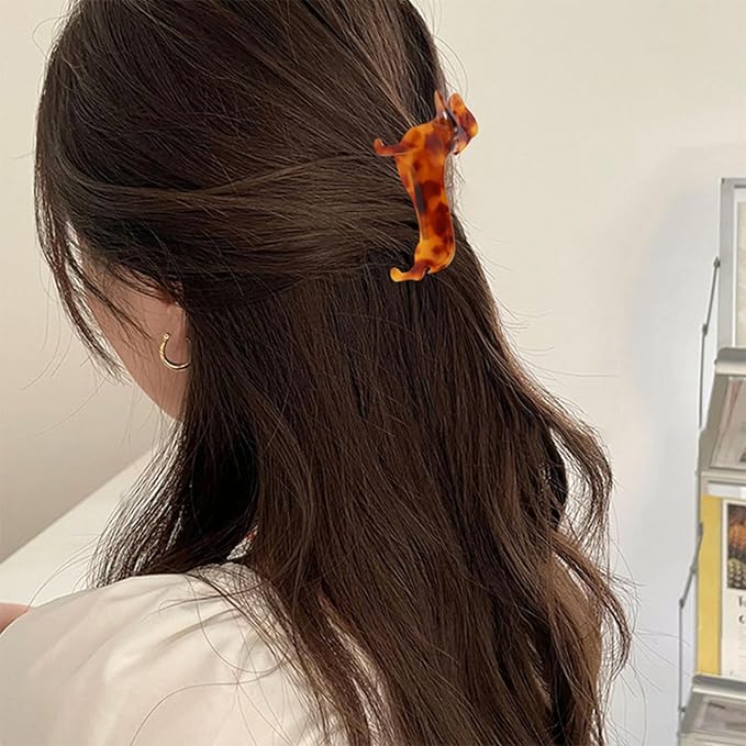 Puppy Hair Clips for Women, Brown Dachshund Hair Claw Clips Funny Strong Hold Dog Hair Jaw Clips Animal Hair Barrettes Cute Pet Hair Barrette Puppy Hair Accessories Decoration for Thick Thin Hair