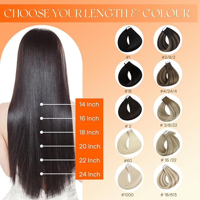 Full Shine Injection Tape in Extensions Human Hair Color 4/24/4 Brown Fading to Blonde and Brown 18 Inch Invisible Skin Weft Double Sided Tape in Hair Extensions Soft Natural for Party 20 Pcs 50G