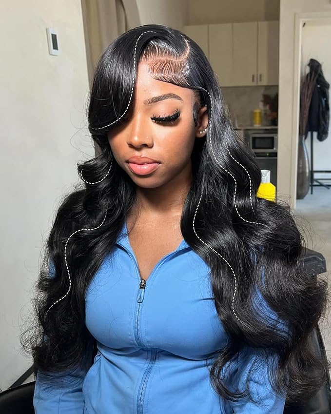 13x6 Body Wave Lace Front Wigs Human Hair Pre Plucked 180 Density HD Transparent Lace Frontal Wigs Human Hair for Women Glueless Wigs No Synthetic Blend Triple Lifespan 3X 20Inch
