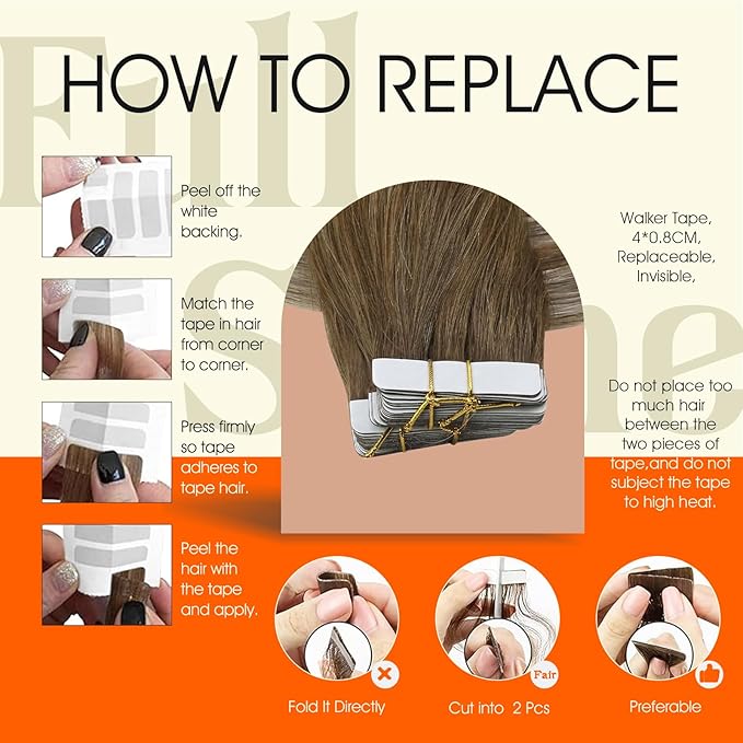 Full Shine Balayage Tape in Hair Extensions Real Human Hair 20 Inch Tape in Extensions Chestnut Brown Ombre to Platinum Blonde Highlighted Brown Adhesive PU Tapes ins 20Pcs Thick End for Women 50G