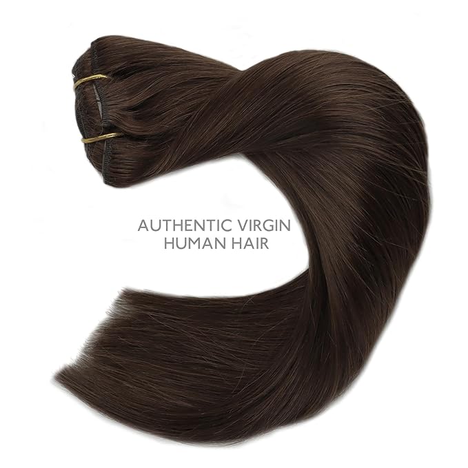 WENNALIFE Clip in Hair Extensions Real Human Hair, 20 Inch 120g 7pcs Chocolate Brown Hair Extensions Clip in Human Hair Remy Clip in Hair Extensions Real Human Hair Double Weft