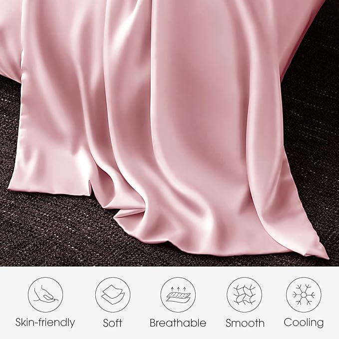 100% Silk Pillow Cases 2 Pack King Size Mulberry Silk Pillowcase for Hair and Skin Set of 2 Highest Grade 6A Silk Soft Breathable Cooling with Hidden Zipper, Pink