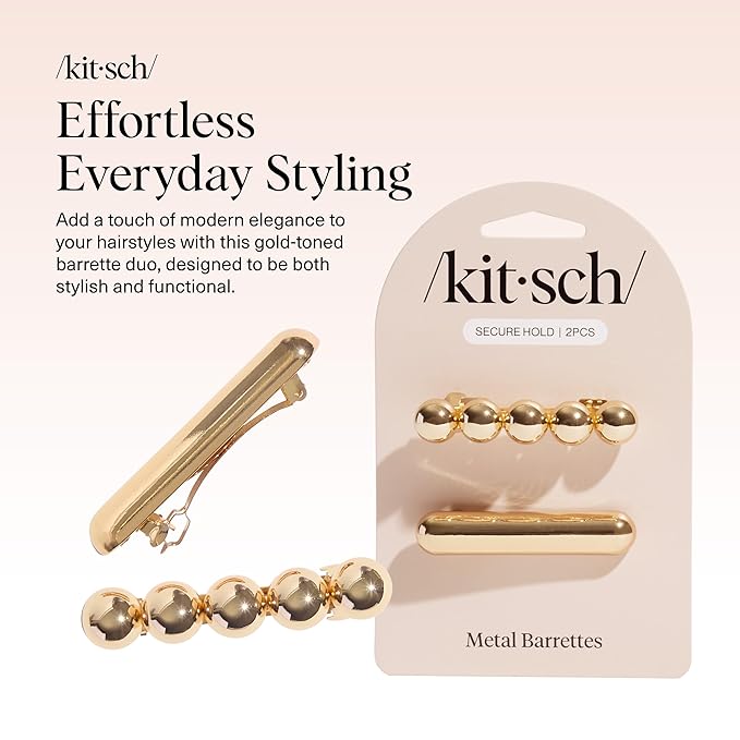 Kitsch Gold Hair Barrettes For Women - Stylish, Durable & Elegant Metal Hair Clips for Everyday or Special Occasions - Cloud & Bubble Design | Ideal Gifts for Women 2pc Set