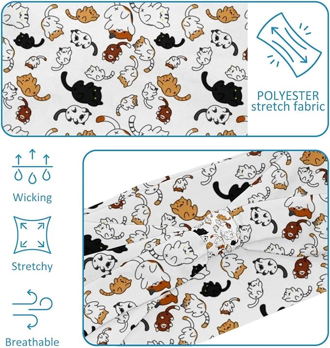 6 Pcs Stretchy Headbands for Women, Absorbed Sport Headband Soft Twist Knotted Headbands for Daily Life Yoga Workout, Dogs Collection Multi Animal