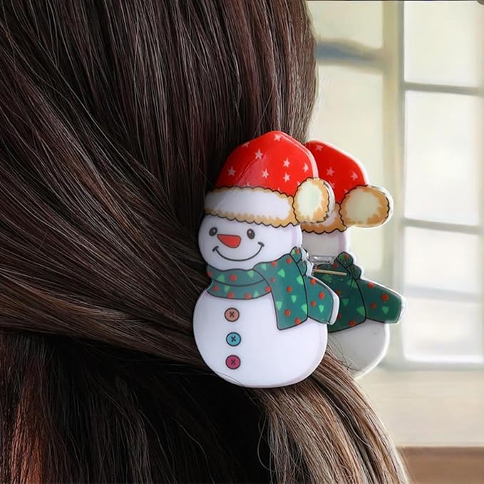 Christmas Hair Clips for Women, Funny Snowman Hair Claw Clips with Red Hat Scarf Hair Jaw Clips Cute Winter Christmas Hair Barrettes Non-slip Strong Hold Xmas Hair Accessories for Thick Thin Hair