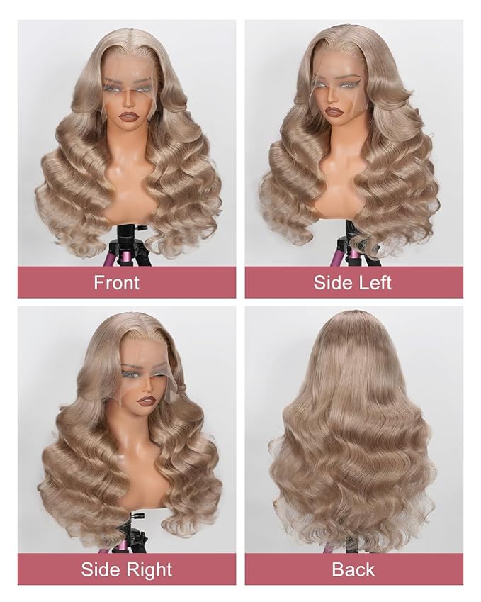 Alididi Ash Blonde Wig Human Hair 180% Density Milk Tea Ash Blonde Wig 13x6 Body Wave Hd Thin Lace Front Wigs Human Hair Full And Thicker Pre Plucked Pre Cut Natural Hairline With Baby Hair 20 inch