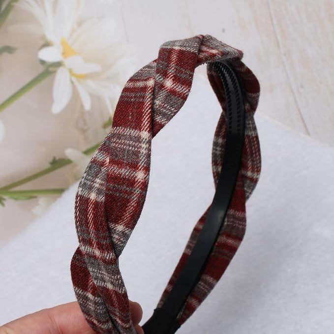 4 PK Braided Headband for Women Girls Plaid Hairband Fashion Non Slip Hairhoop Weaving Shape Winter Fall Headbands Hair Accessories