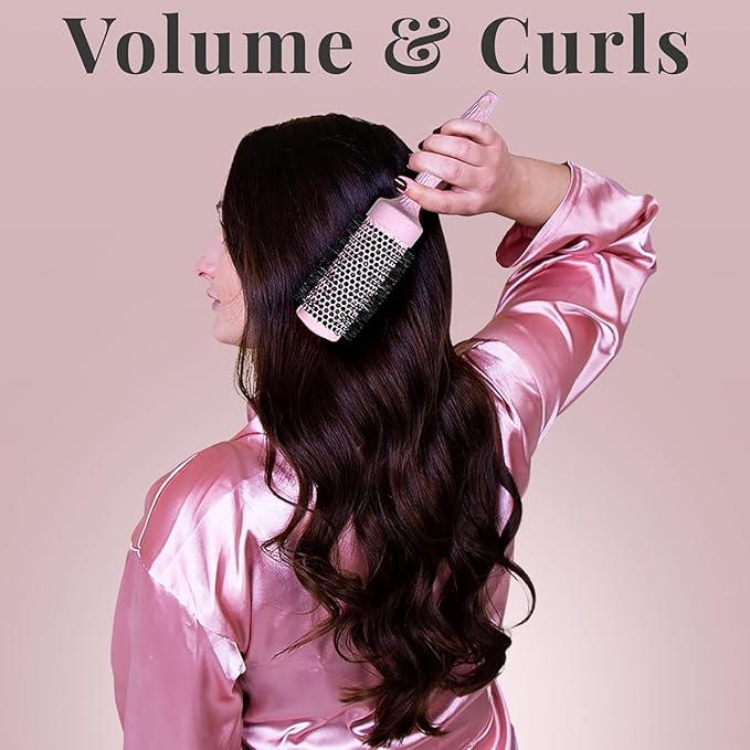 Lily England Round Blow Dry Brush Set for Women - Perfect for Voluminous Blowouts - Ceramic Ionic Technology - Luxury Gift for Her (Pink)