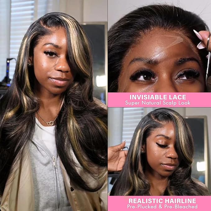WOWANGEL 13x6 HD Lace Front Wigs Human Hair Body Wave Pre Plucked SKINLIKE 0.1mm Extremely Thin Real HD Lace Front Wigs 180% Density Glueless Human Hair Wigs for Women 28 Inch