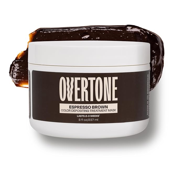 Overtone Semi Permanent Hair Color Conditioner, Espresso Brown, 8 oz, Nourishing, Damage-Free, Color Depositing Mask for All Hair Types with Shea Butter & Coconut Oil, Vegan & Cruelty-Free