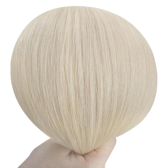 YoungSee 135G Clip in Hair Extensions Real Human Hair for Women Clip in Blonde Hair Extension Thick End Clip on Real Human Hair Extension Platinum Blonde 7Pcs 16Inch