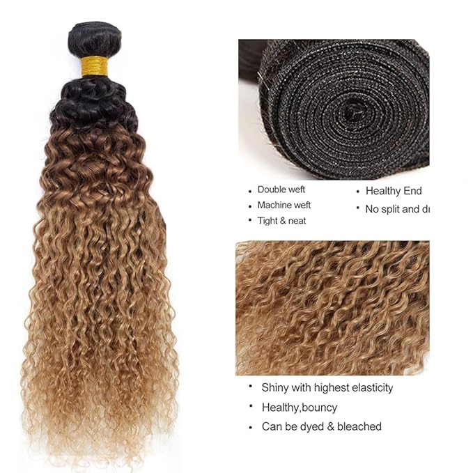 T1B/4/27 Water Wave Bundles Human Hair Honey Blonde Bundles 20 22 24 Inch Niegmeag Virgin Soft and Sikly Remy Hair Extensions Ombre Blonde Bundle
