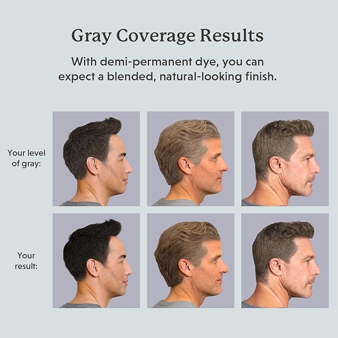 Hair & Beard Color for Blending Grays 2 pack - Light Ash Brown - Ammonia-Free Complete Men’s At-home Beard & Hair Dye Kit, Professional-grade Demi-Permanent Hair Color (6.1)