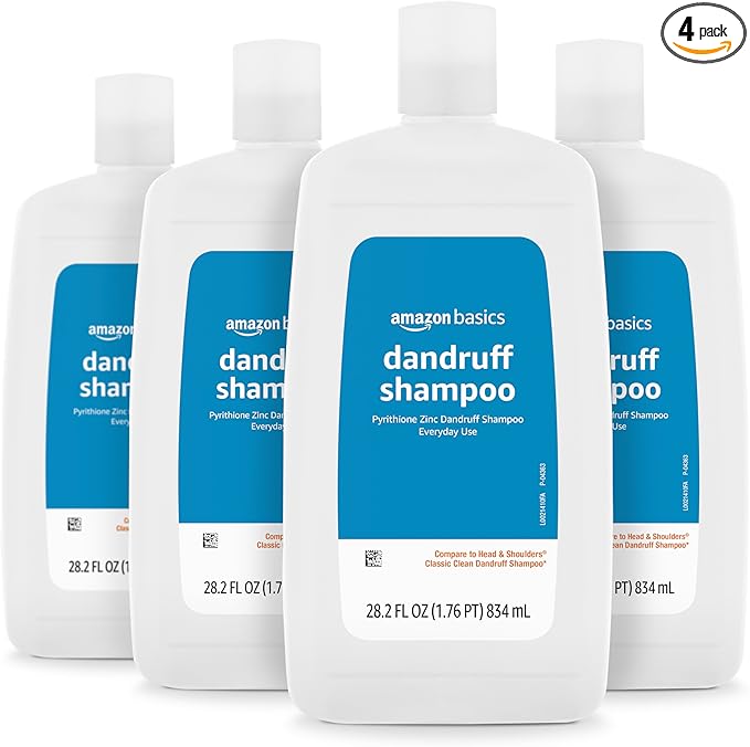 Amazon Basics Dandruff Shampoo for Normal to Oily Hair, 28.2 Ounce (Pack of 4)