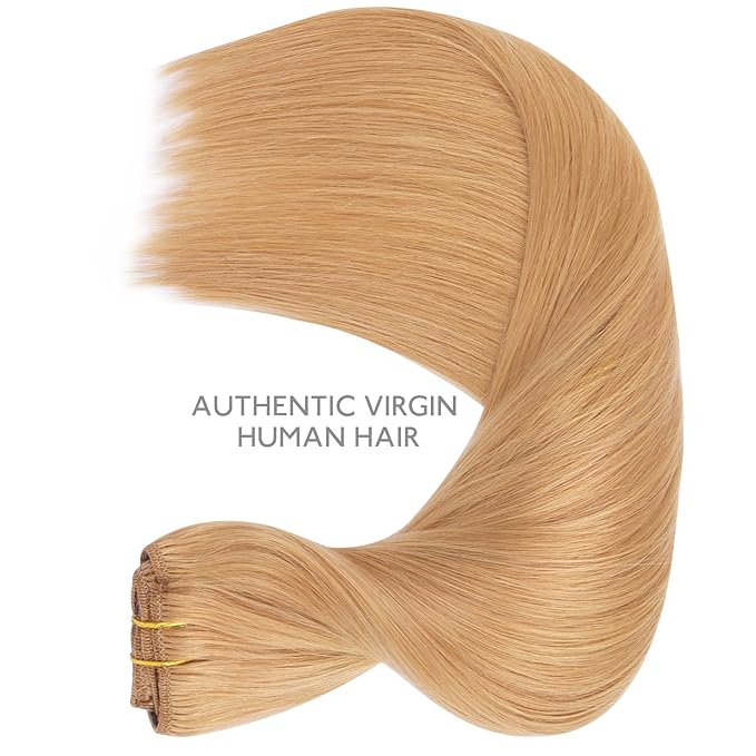 WENNALIFE Clip in Hair Extensions Real Human Hair, 18 Inch 120g 7pcs Remy Hair, Strawberry Blonde Straight Natural Coloured Extensiones De Cabello Humano Con Clip Ins