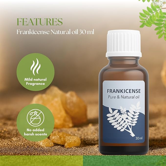 Roots & Above Pure Frankicense Essential Oil – 99% Natural Cold-Pressed Oils for Aroma, Skin, Face, Hair, Diffuser, Massage, Soap, DIY & Candle Making Scent - 1.01 Oz/30ml