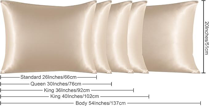 NTBAY 2 Pack Satin King Pillowcases for Hair and Skin, Luxurious and Silky Pillow Cases with Envelope Closure, 20x40 Inches, Taupe