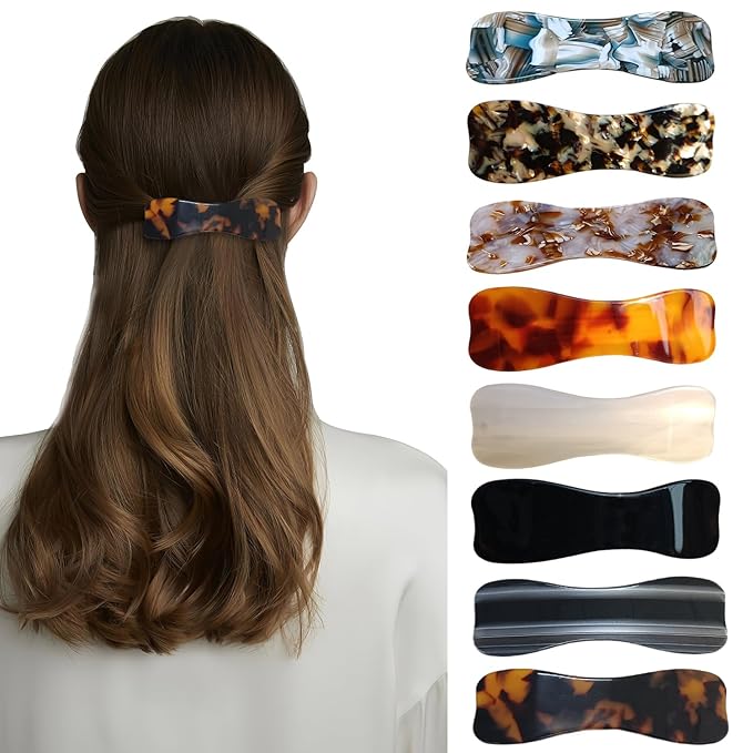 Hair Clips for Women,3.5 Inch Acetate Medium Hair Claw Clips for Women Thin Thick Curly Hair,Strong Hold No Slip Grip,French Classic Multicolor Barrettes Hair (Tortoiseshell Bow)