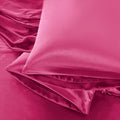 Aormenzy Satin Pillow Cases for Women Queen Size Set of 2, Hot Pink Satin Pillowcase for Hair with Envelope Closure Silky Pillow Covers Wrinkle, Fade Resistant (20x30 Inches)