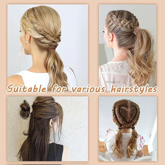 20 PCS Boho Hair Ties, Bracelets Hair Ties for Thick or Thin Hair, 4 Styles Boho Ties for Ponytail Holders, 2.36’’ Hair Ties No-Damage, Chirstmas Gifts, Brown