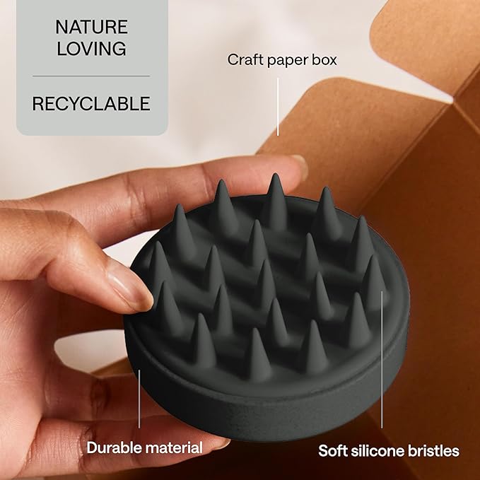 Silicone Scalp Scrubber for Dandruff – Serum, Balm, & Hair Oil Applicator – Scalp Massager Hair Growth for Men, Women – Shampoo Massager Brush or Head Scratcher – Alternative to Shower Comb (Black)