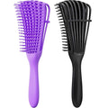 2 Pieces Detangling Brush for Afro America/African Hair Textured 3a to 4c Kinky Wavy/Curly/Coily/Wet/Dry/Oil/Thick/Long Hair, Knots Detangler Easy to Clean (Black, Purple)