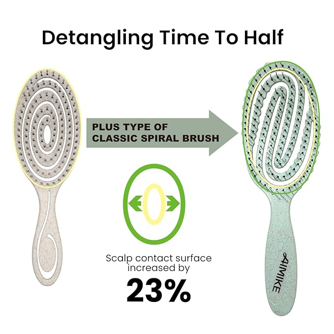 AIMIKE Hemp-Relax Detangler Hair Brush, Eco-Friendly Detangling Brush for Wavy Straight Hair, Vented Hairbrush w/Soft Bristles, Glide Through Tangles with Ease for Women, Kids, Wet & Dry Hair