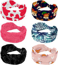 6 Pcs Stretchy Headbands for Women, Absorbed Sport Headband Soft Twist Knotted Headbands for Daily Life Yoga Workout, Dogs Collection Multi Animal
