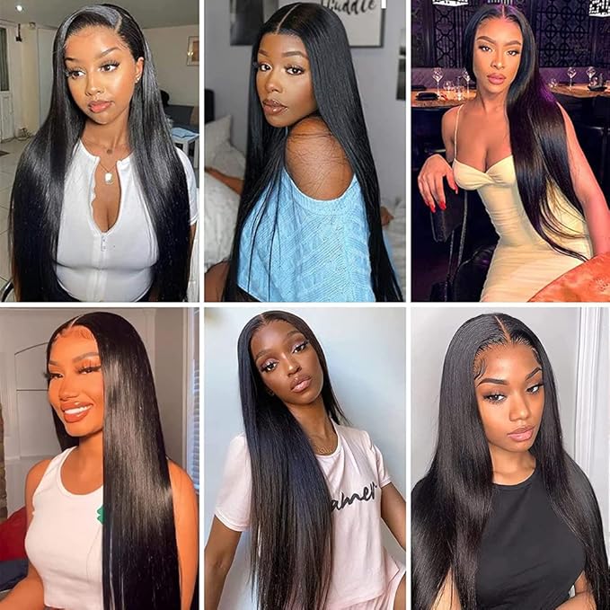 26 28 30 Inch Bundles Human Hair Color 1B Straight Bundles Brazilian Virgin Remy Hair Extensions Niegmeag Double Weft Natural Black Straight Bundle Hair Weave 300g