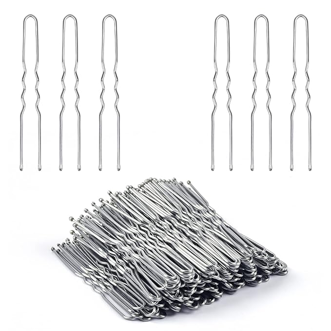 U Shaped Hair Pins, IKOCO 2.4inch Hair Pins for Women with Storage Box, Silver