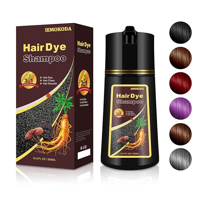 Black Hair Color Shampoo 3 in 1 for Gray Coverage, Long-lasting & Natural Tint, For Men & Women, Shampoo Para Canas, Easy Home Application, 16.9 Fl Oz