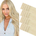 GOO GOO Invisi Edge Tape in Hair Extensions Human Hair, 60A Platinum Blonde 20pcs 10inch 30g, Virgin Remy Hair, Seamless Injected Tape, Natural Look