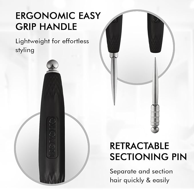 Silver Arch Round Brush for Blow Out (55mm) Professional Metal Round Hair Brush for Blow Drying Hair with Sectioning Pin, Salon Quality with Anti-Static Ionic Technology