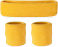 Suddora Sweatbands Set, Moisture Wicking 2 Wristbands and 1 Headband, Breathable Terry Cloth Athletic Bands for Basketball, Tennis, Yoga, Gym, Sweat Bands for Costumes and Cosplay