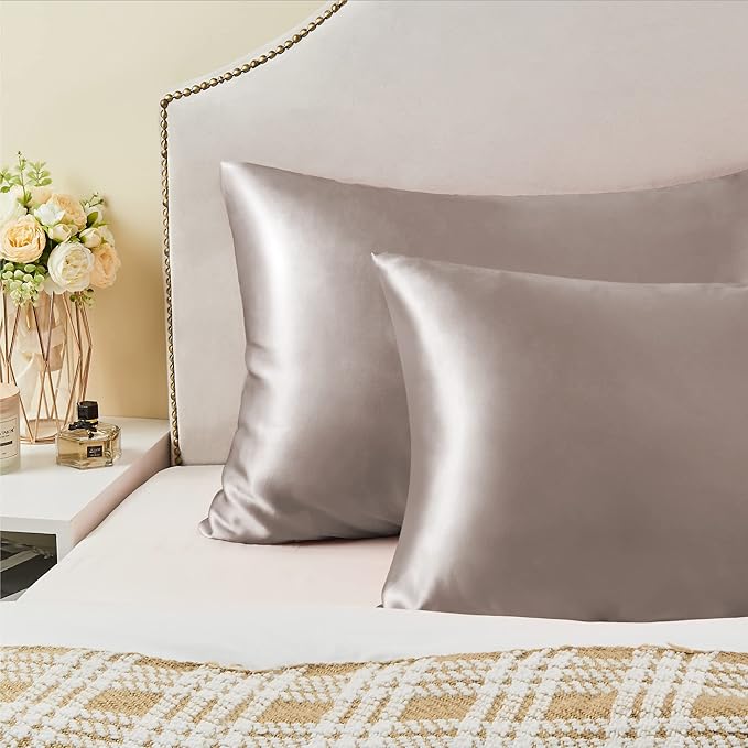 BEDELITE Satin Pillowcase for Hair and Skin, Super Soft and Cooling Similar to Silk Pillow Cases 2 Pack with Envelope Closure, Gift for Women Men(20"x30" Queen Size, Rose Taupe)