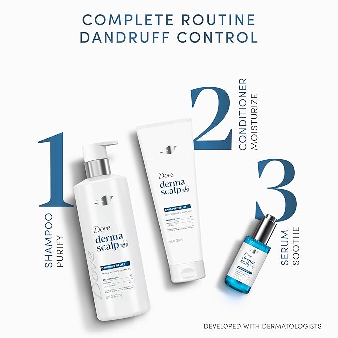 Dove Derma Scalp Dandruff Relief Conditioner 1 ct with Salicylic Acid, Lamellar Serum and Niacinamide for Removing Flakes & Boosting Hair Resilience 9 oz