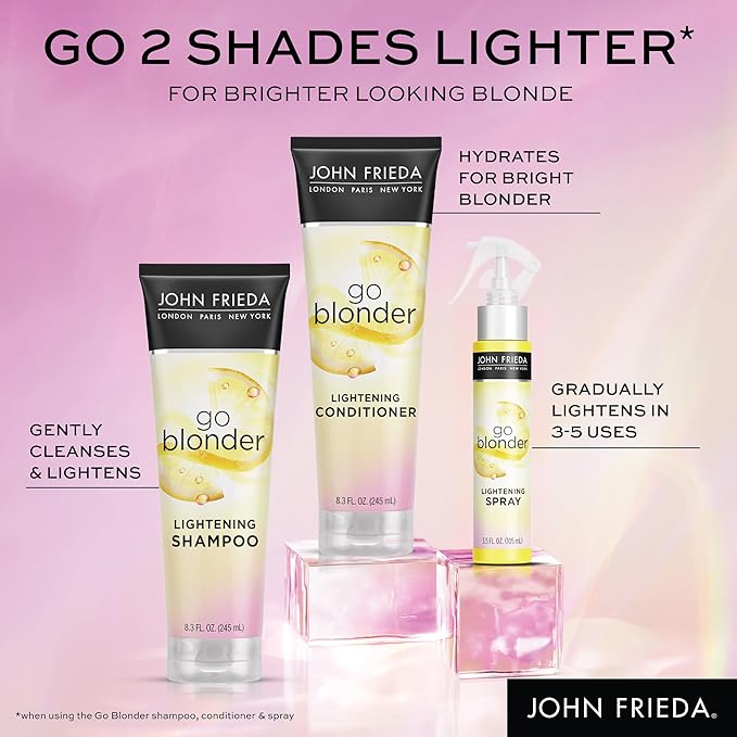 John Frieda Go Blonder Lightening Spray, Controlled Hair Lightener to Gradually Lighten Hair, with Citrus and Chamomile BlondMend Technology, 3.5 Oz
