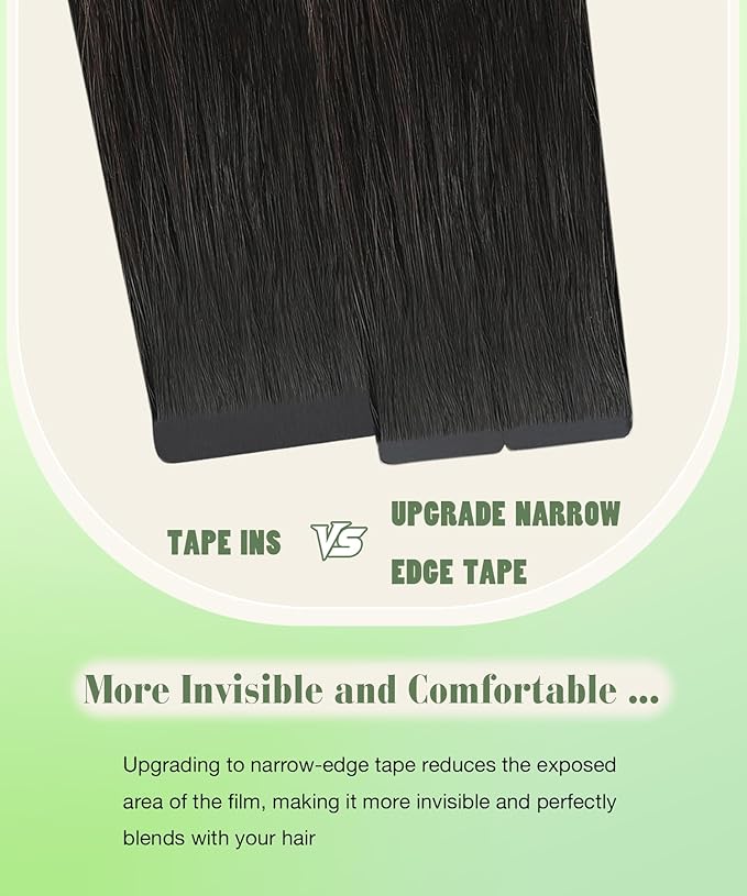 SURNEL Tape in Hair Extensions Human Hair 16 inch Natural Black to Chocolate Brown and Caramel Blonde Tape Hair Extensions 20pcs 50g(#1B/4/27-16)